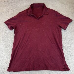 John Varvatos Bodhi Polo Shirt Mens XL‎ Marble Wash Logo Open Placket Red